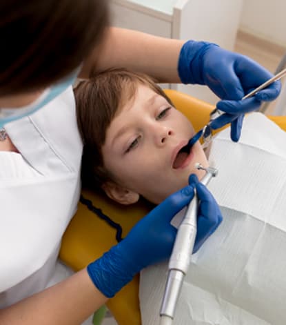 Patient receiving cosmetic dental care