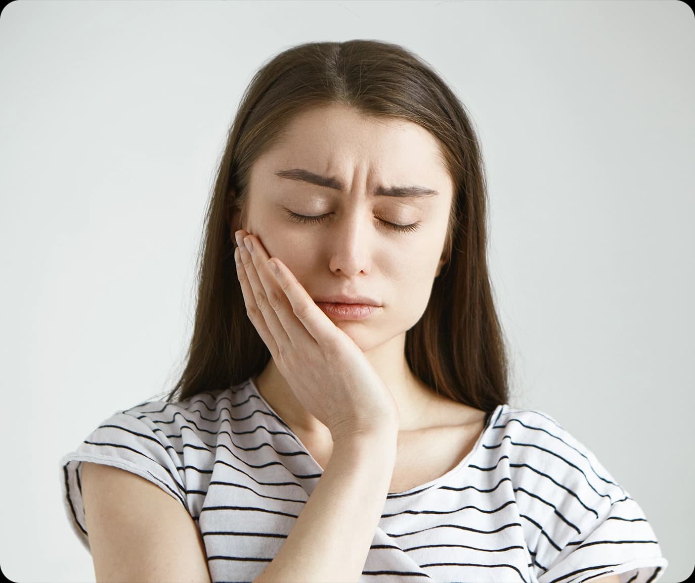 A patient having a clear aligner fitted