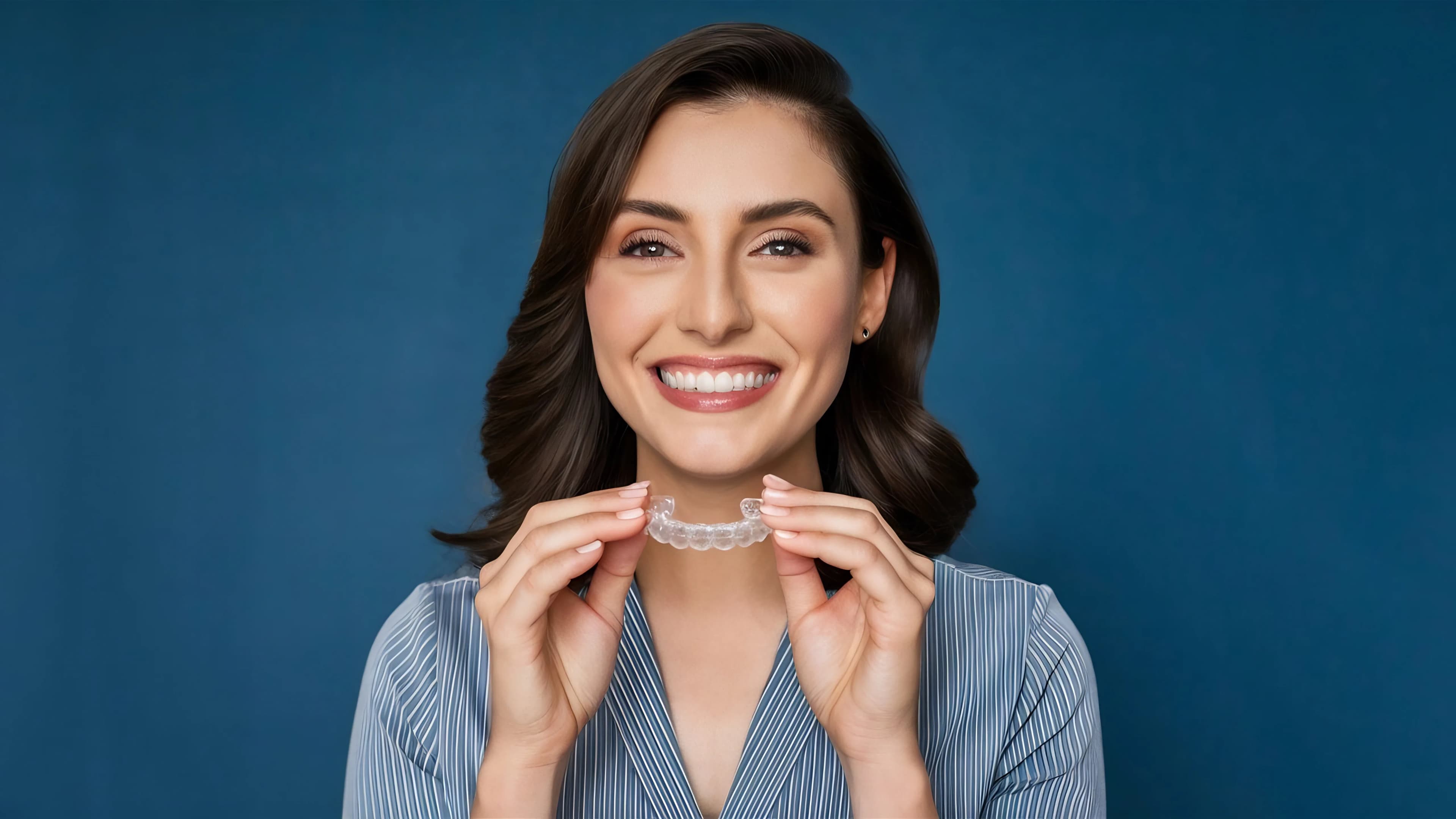 A clear, removable Invisalign® aligner