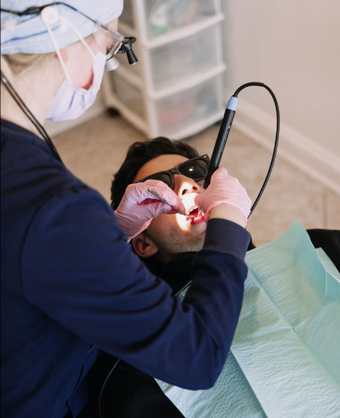 A child receiving preventive fluoride treatment