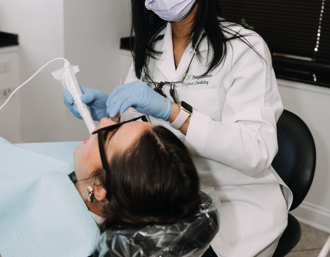 A child receiving preventive fluoride treatment