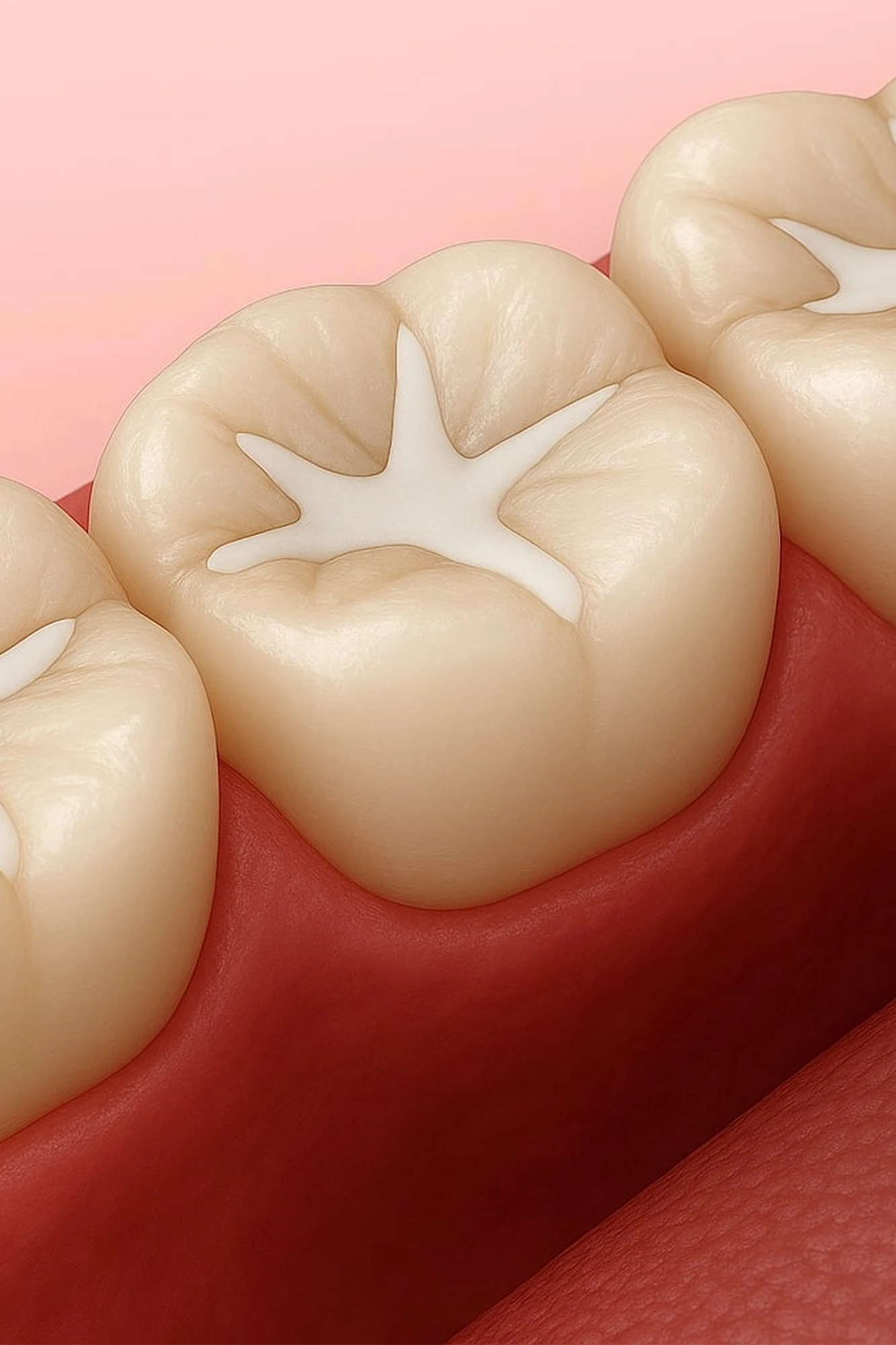 A protective dental sealant on a child's molar