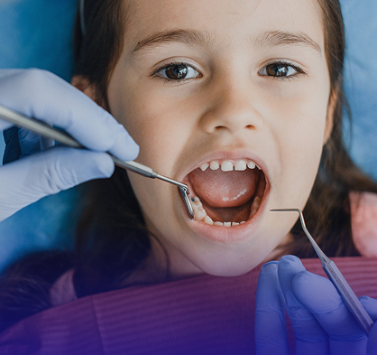 A child receiving preventive fluoride treatment